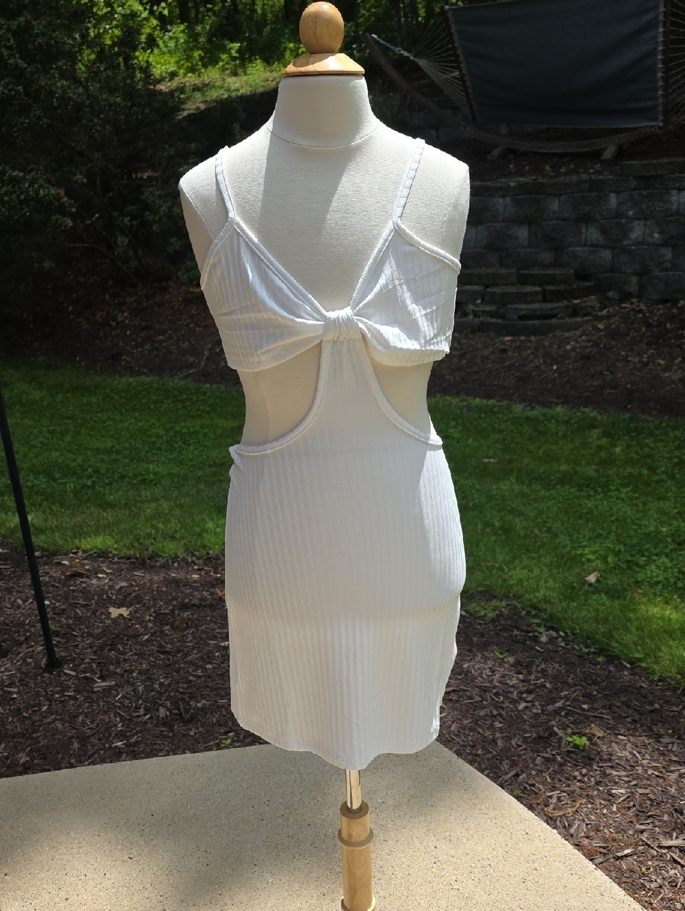 Uluwatu White Ribbed Cutout Mini Dress